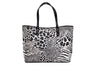 michael kors carter black animal print tote on white background