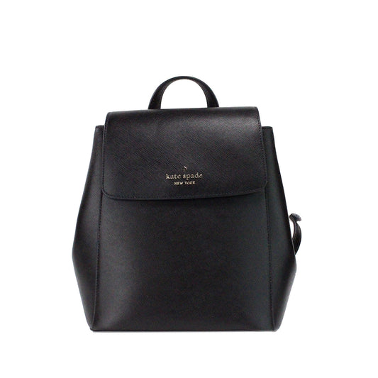 Kate Spade Madison Black Leather Medium Flap Backpack