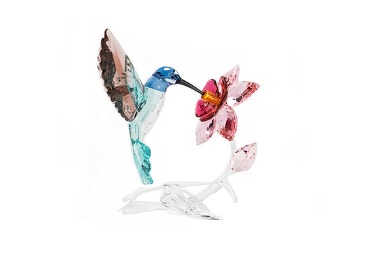 swarovski 5461872 hummingbird with flower crystal figurine on white background