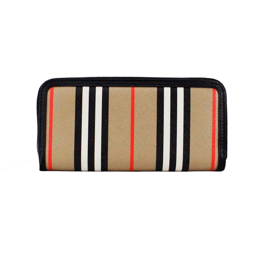 Burberry Ellerby Black Icon Stripe Canvas Zip Continental Wallet