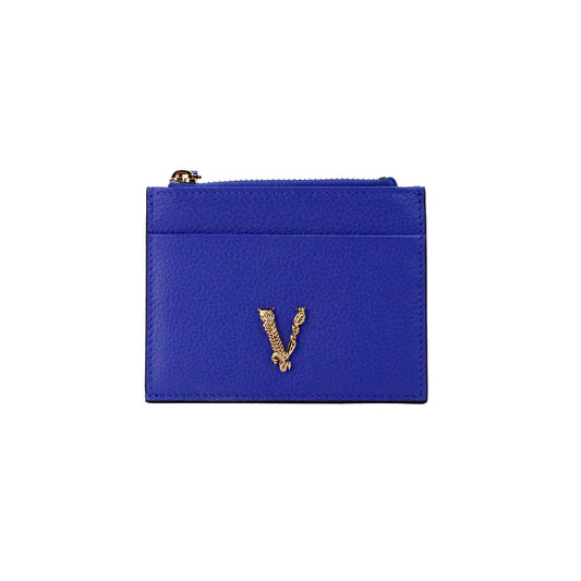 Versace Virtus Royal Blue Slim Leather Card Case Wallet