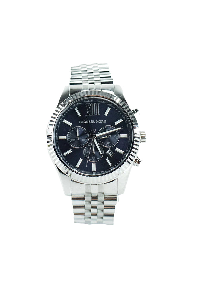 Michael Kors Lexington Mens Silver Toned Stainless Steel Wrist Watch