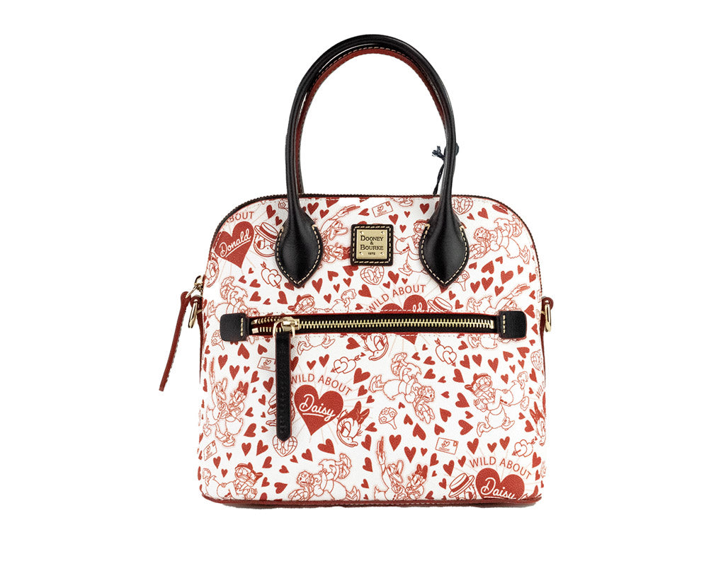 Dooney & Bourke Disney Donald and Daisy Red White Heart Print Satchel Handbag