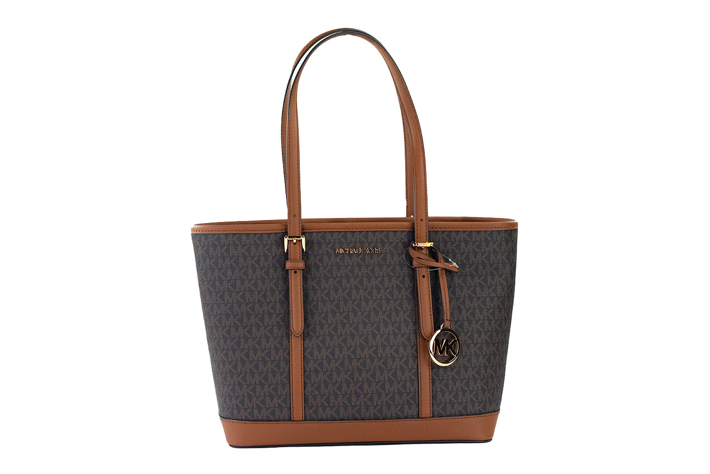 Michael Kors Jet Set Travel Small Brown PVC Shoulder Tote Handbag Bag Purse
