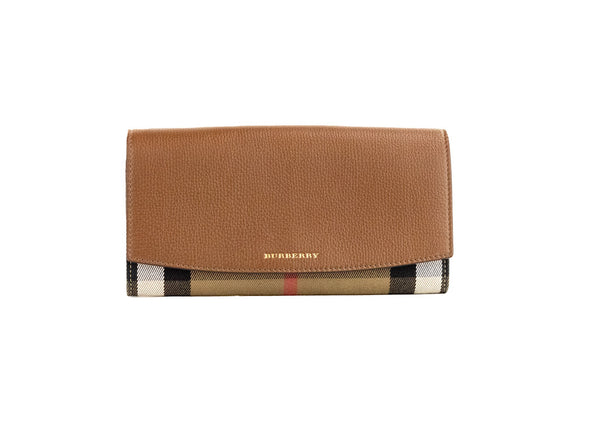 Burberry Henley Coca House Check Derby Leather Convertible Wallet Crossbody Bag