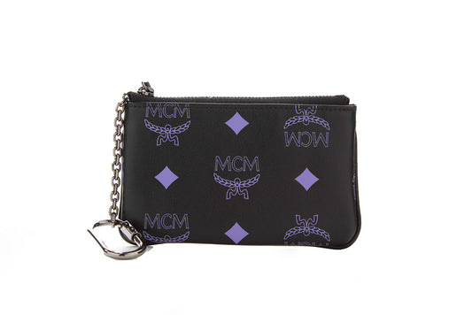 MCM Color Splash Small Leather Key Ring Zip Wallet
