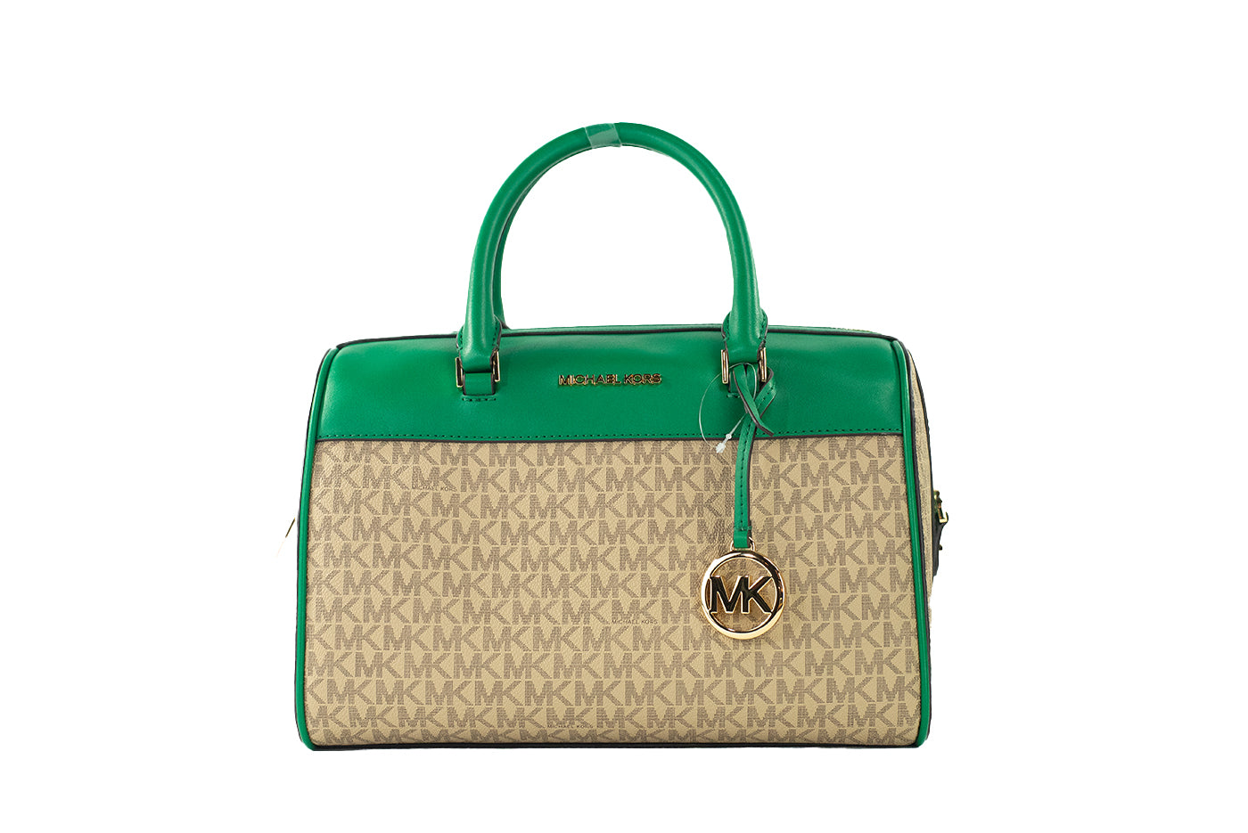 Michael Kors Travel Medium Palmetto Green Signature PVC Duffle Crossbody Handbag
