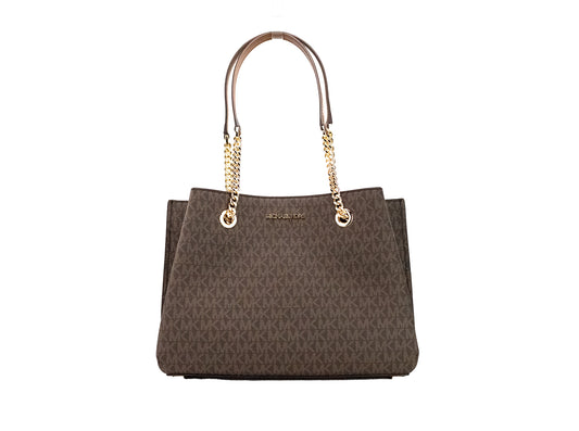 Michael Kors Teagen Large Brown PVC Long Drop Satchel