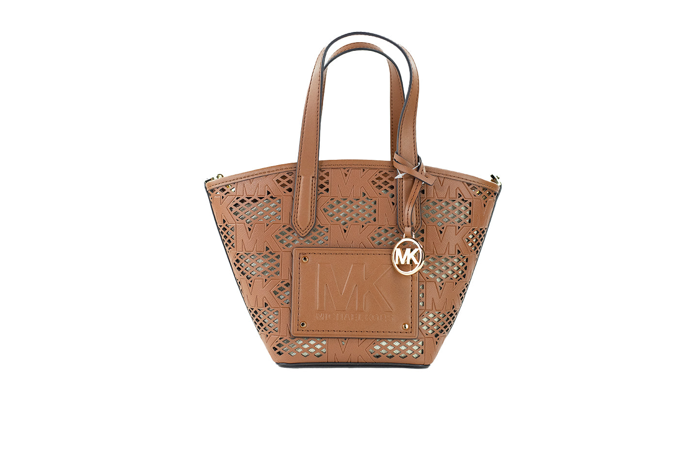 Michael Kors Kimber Small Luggage Vegan Leather 2-in-1 Zip Tote Messenger Bag