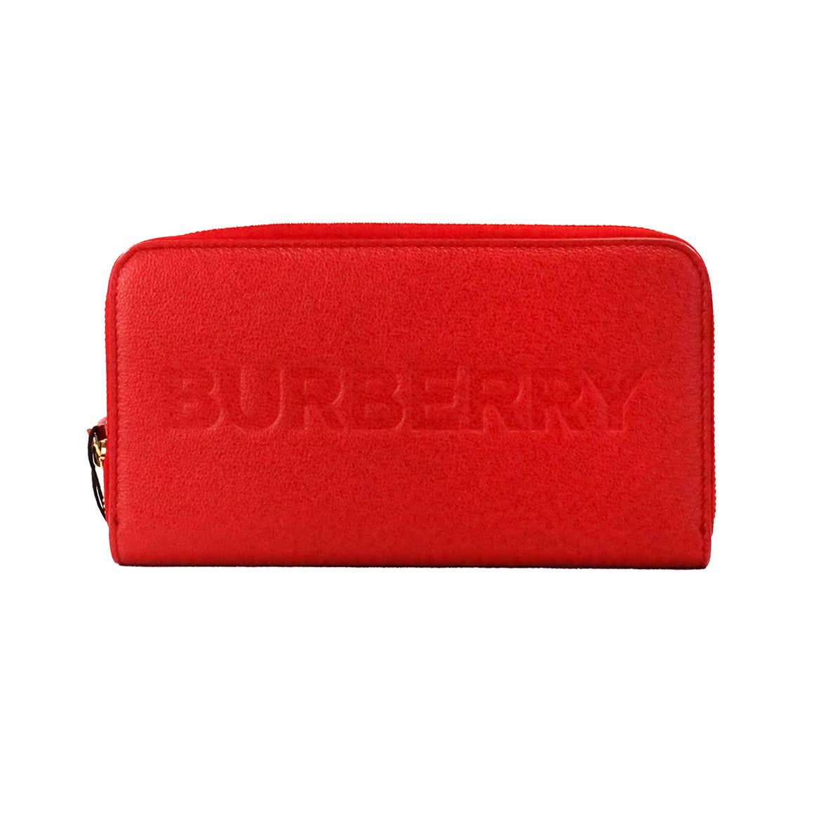 Burberry Elmore Red Branded Embossed Leather Continental Clutch Wallet