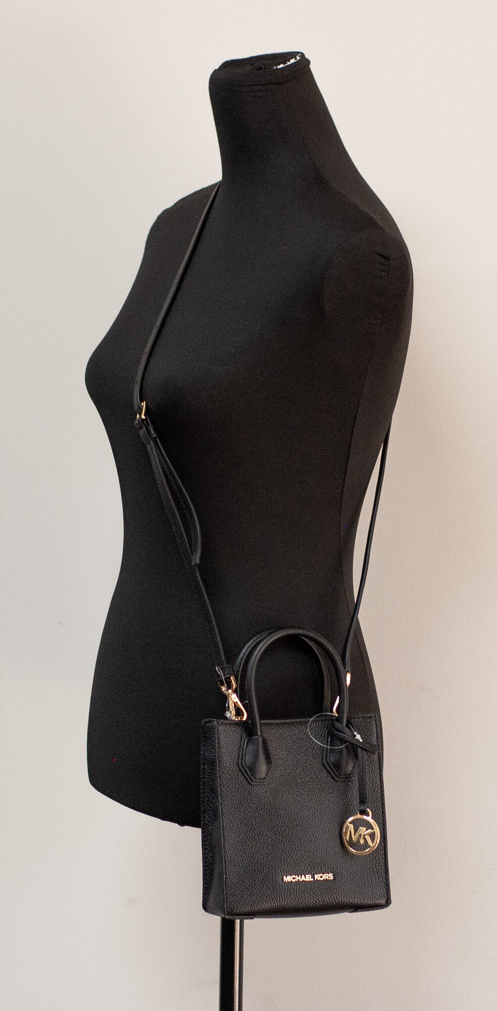 Michael Kors mercer black north south shopper bag on mannequin