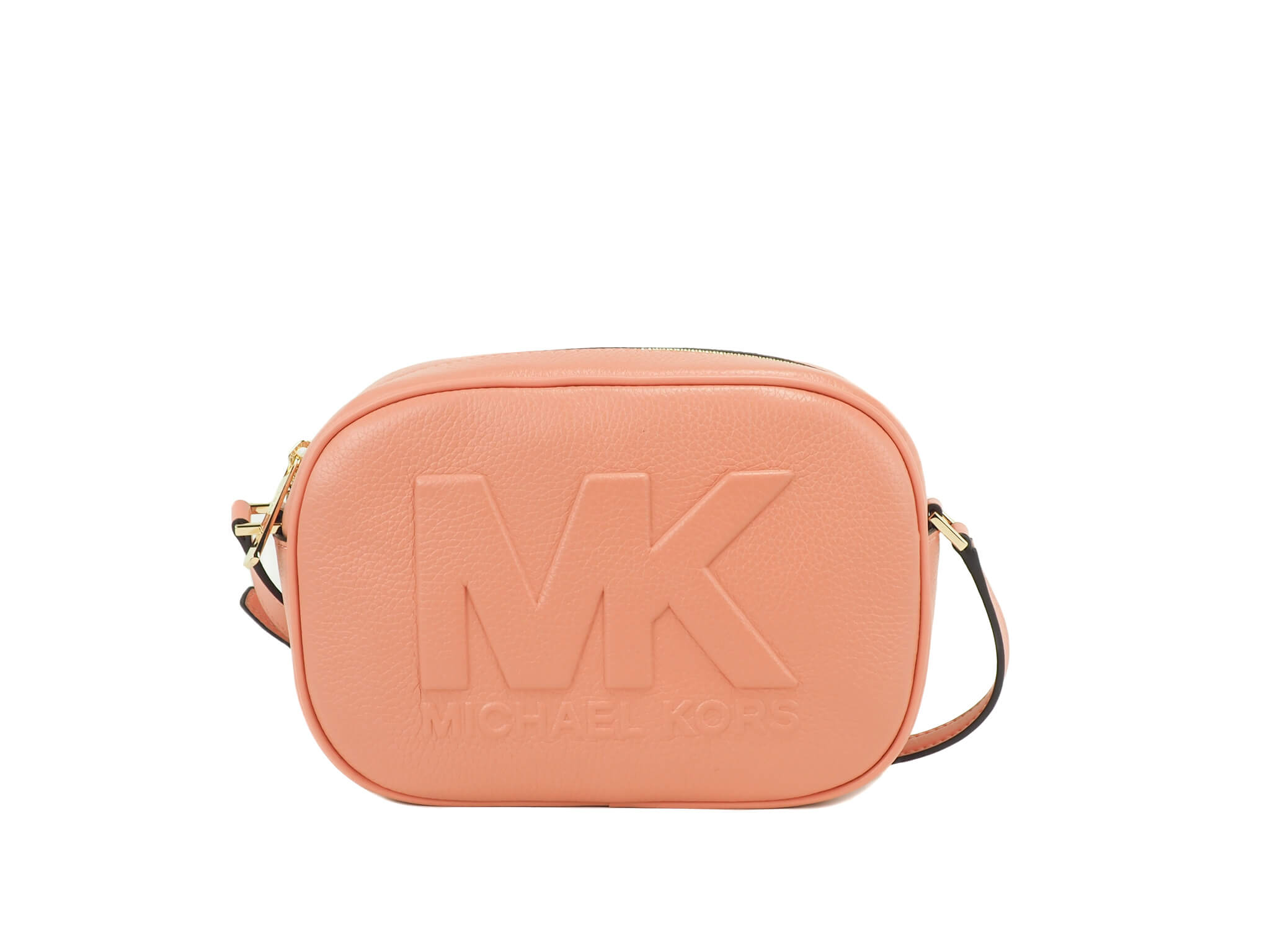 Michael Kors Jet Set sherbert oval crossbody bag on white background
