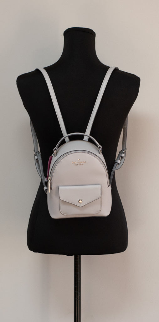 Kate Spade Schuyler Mini Platinum Gray Saffiano PVC Backpack handmethebag