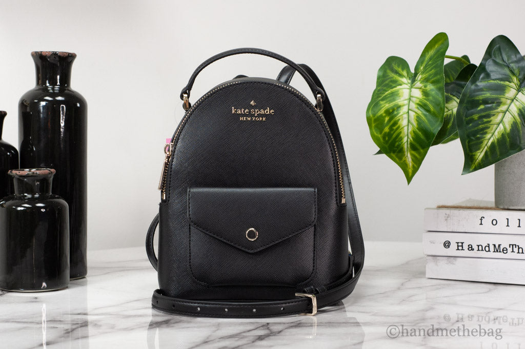 Kate Spade Schuyler Mini Black Saffiano PVC Leather Backpack handmethebag