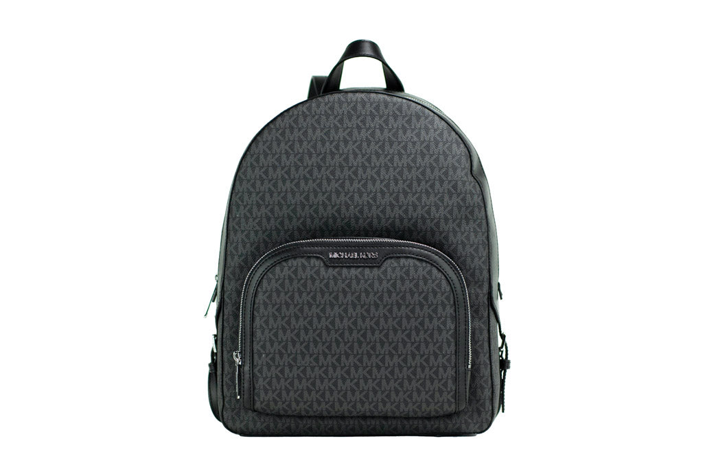 Michael Kors Jaycee Large Black PVC Leather Zip Pocket Backpack Bag Bookbag