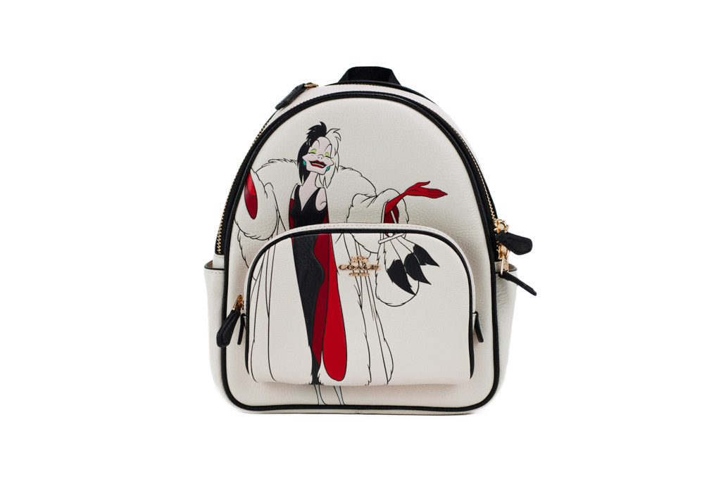 Coach X Disney Cruella mini court backpack on white background