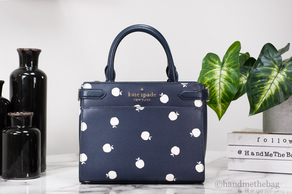Kate Spade Staci orchard toss satchel on marble table