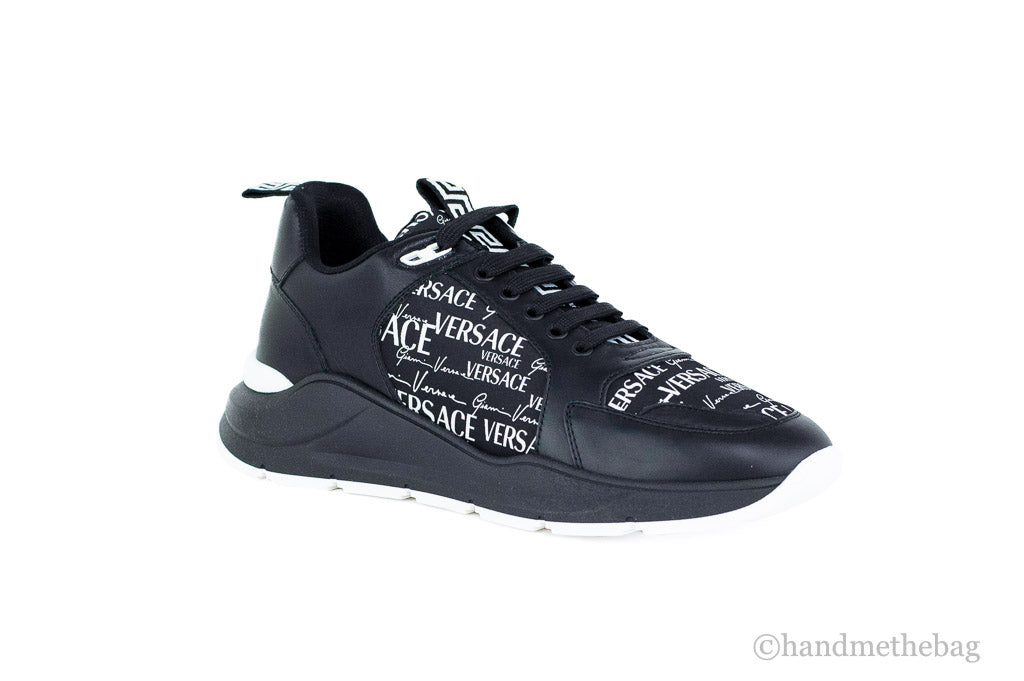 Versace Smooth Leather Logo Fabric Medusa Accent Sneakers