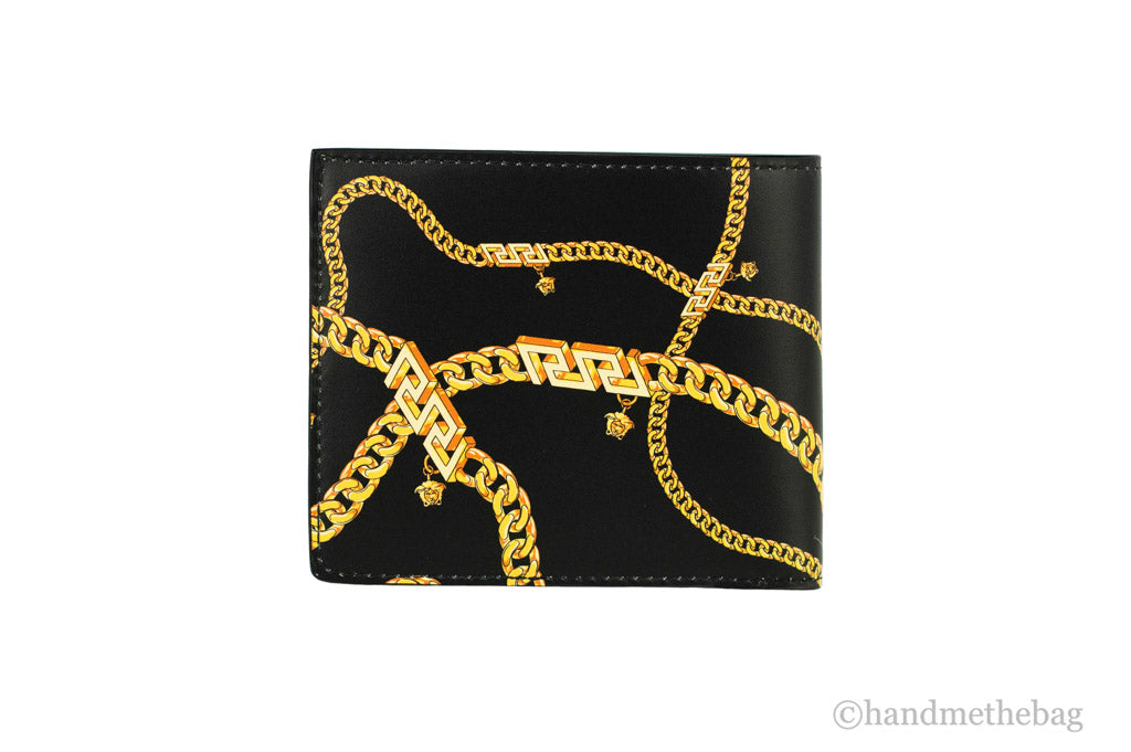 Versace chain pattern wallet back on white background