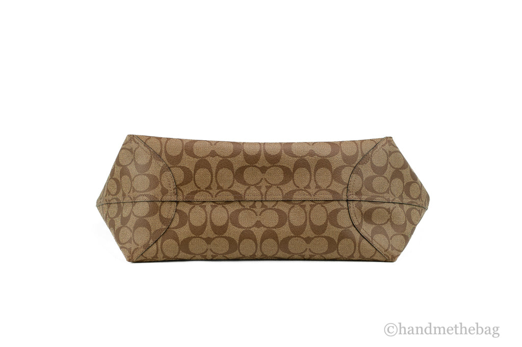 Coach City boysenberry tote bottom on white background
