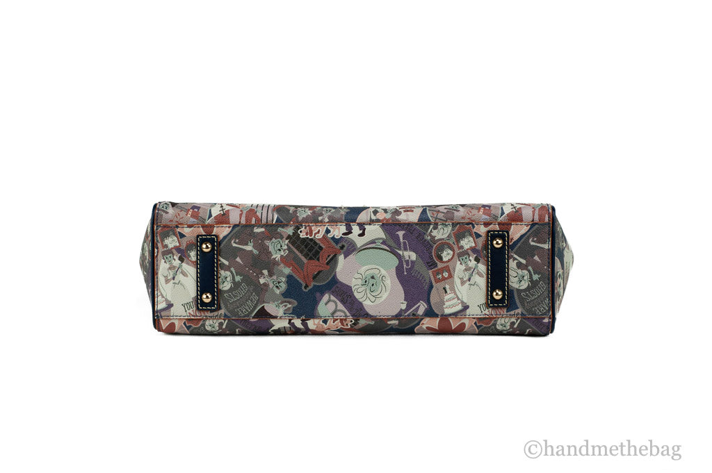 Dooney & Bourke haunted mansion tote bottom on white background
