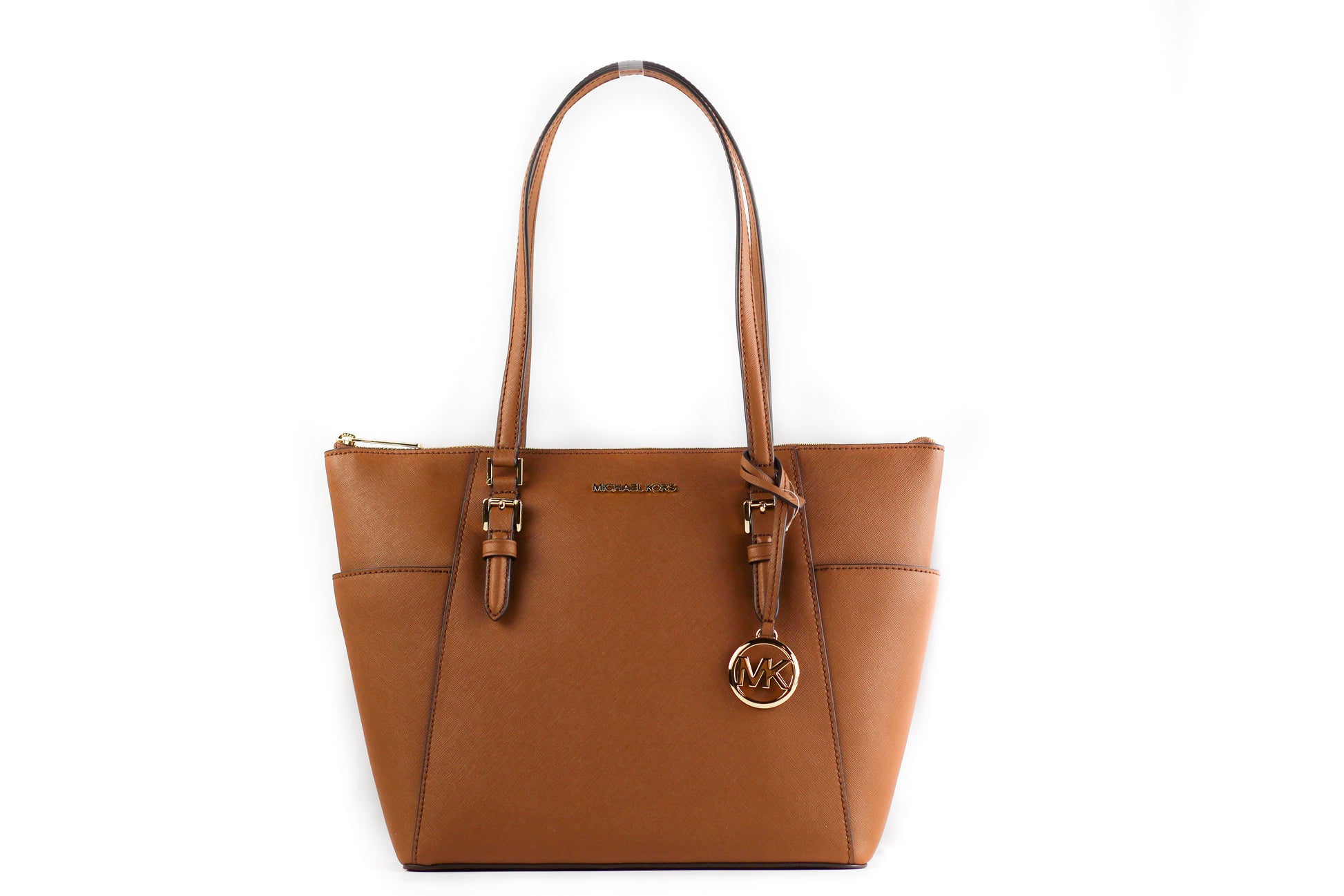 Michael Kors Charlotte Luggage Leather Large Top Zip Tote
