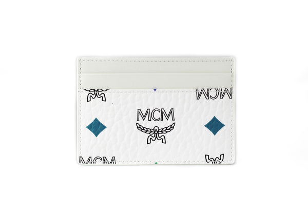 MCM Spectrum White Blue Visetos Leather Card Case