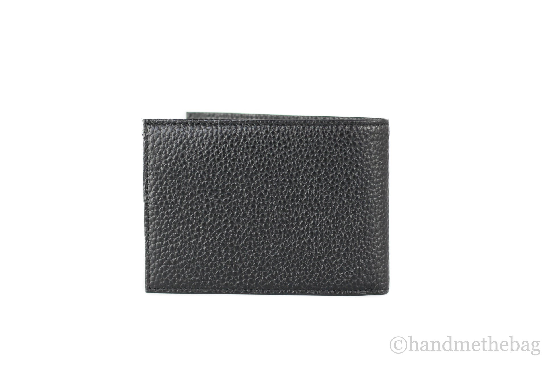 Emporio Armani Black Grainy Pebbled Leather Bi-Fold Organizer Wallet