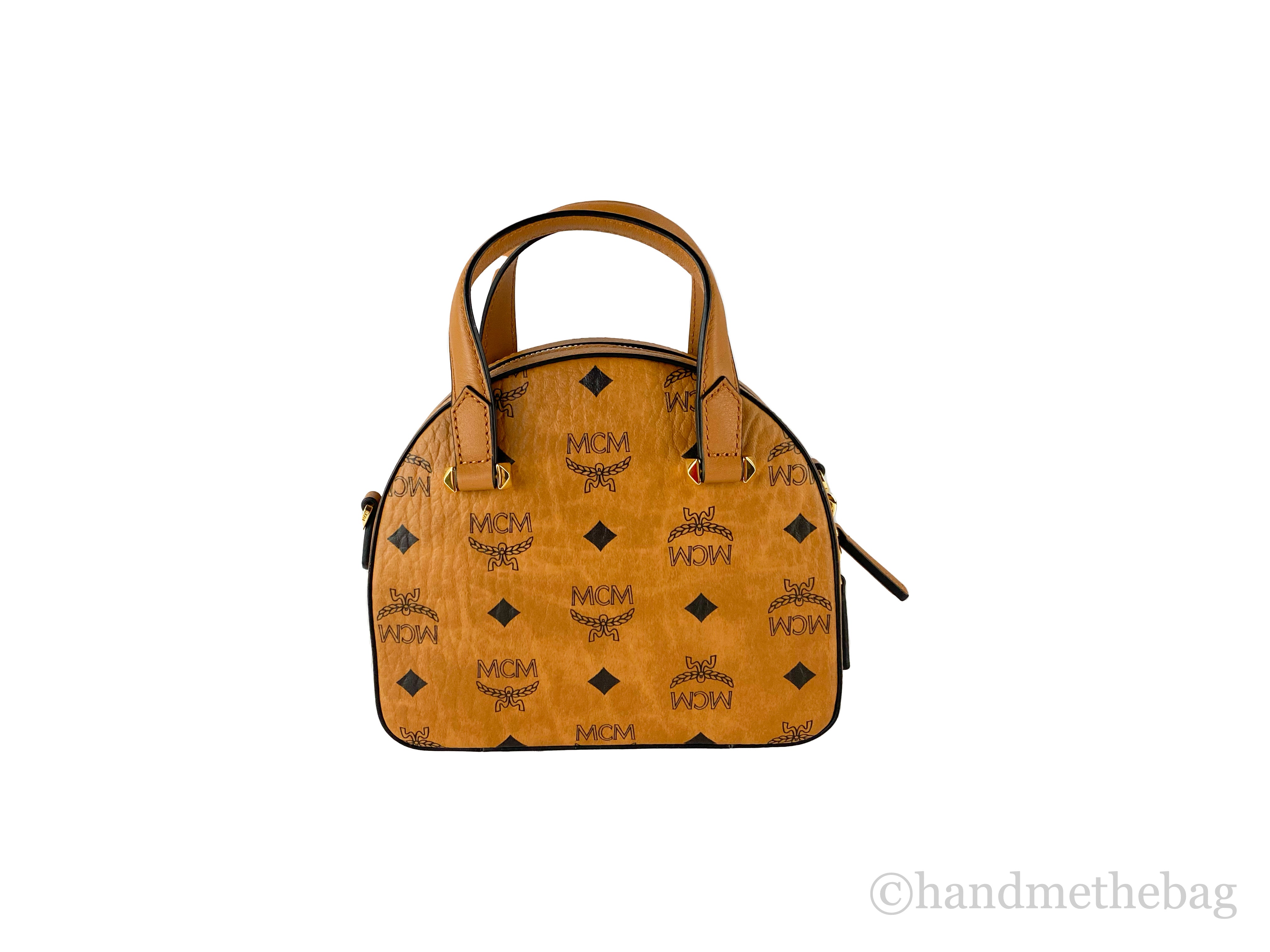ハンドバッグ MCM CARAMEL LEATHER MINI SOFT DIAMOND HANDBAG Caramel leather mini Soft Diamond handbag – G&B