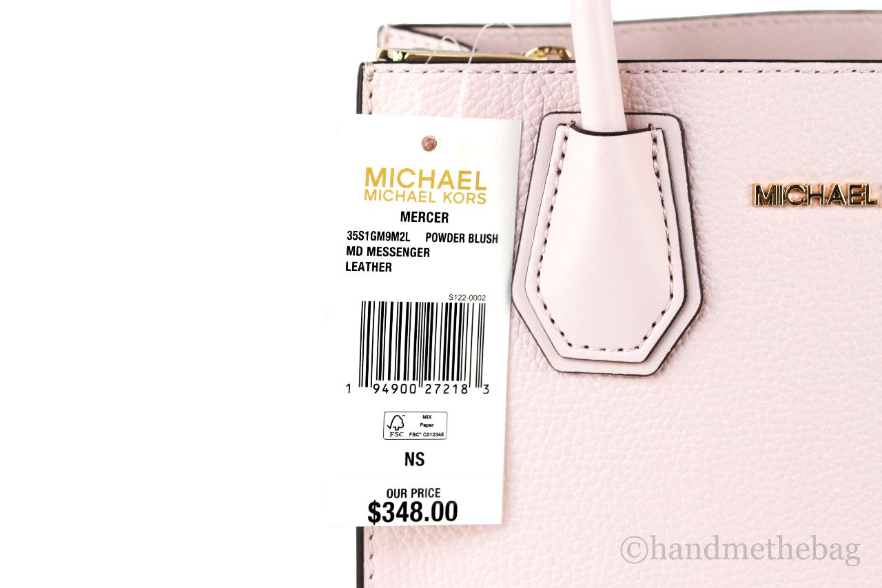 Michael Kors Mercer Medium Pebble Leather Messenger Crossbody Bag Powder  Blush - ShopperBoard