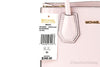 Michael Kors mercer powder blush messenger bag tag on white background