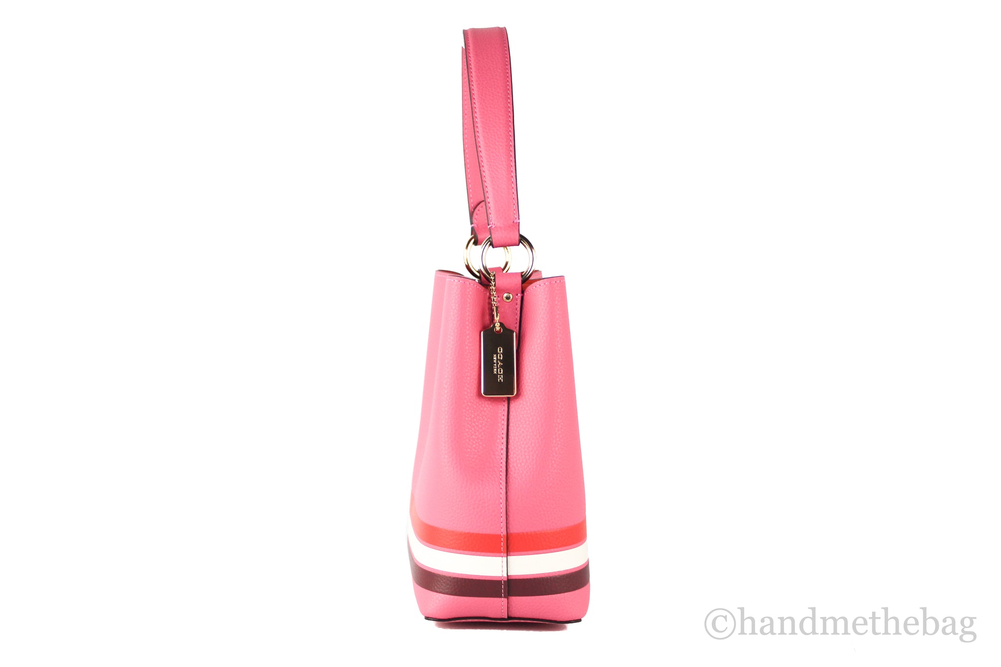 Coach (C4080) Retro Striped Confetti Pink Small Town Bucket Crossbody Hand Bag