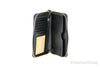 Michael Kors jet set black phone wallet inside on white background