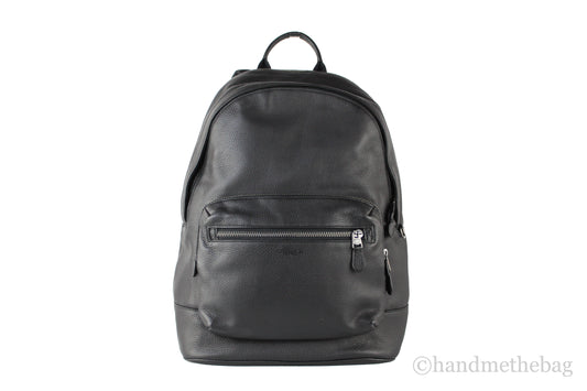 Coach Men's West Large Black Refined Pebbled Leather Backpack Shoulder Bookbag