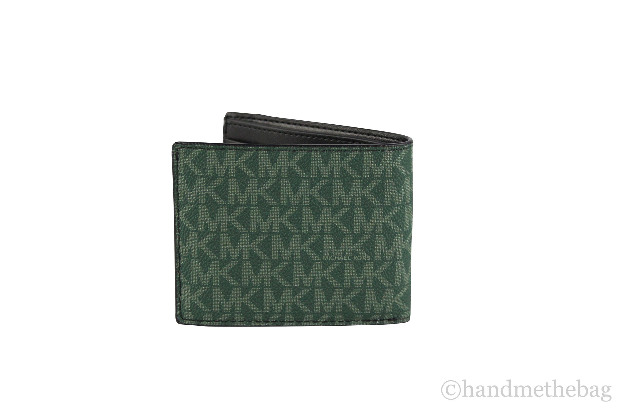 Michael Kors Mens Gifting Slim Green Marigold Signature Bifold with Key Fob Box Set