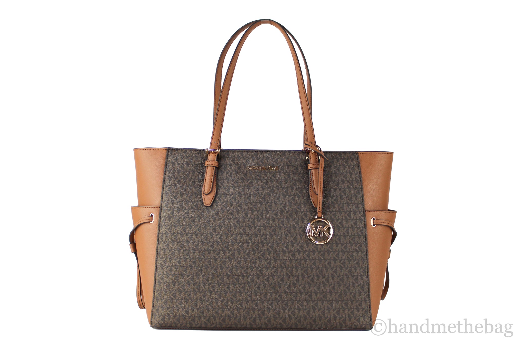 Michael Kors Gilly Large Brown Signature PVC Travel Drawstring Tote Bag Handbag