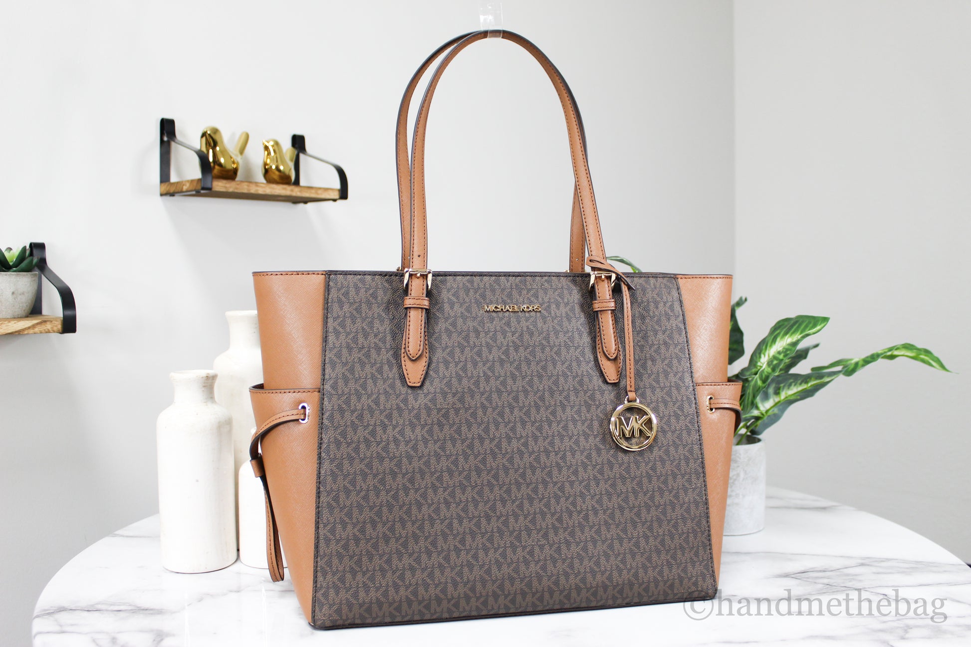 Michael Kors Gilly Large Brown Travel Drawstring Tote