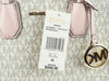 Michael Kors Mercer powder blush multi bag tag on white background