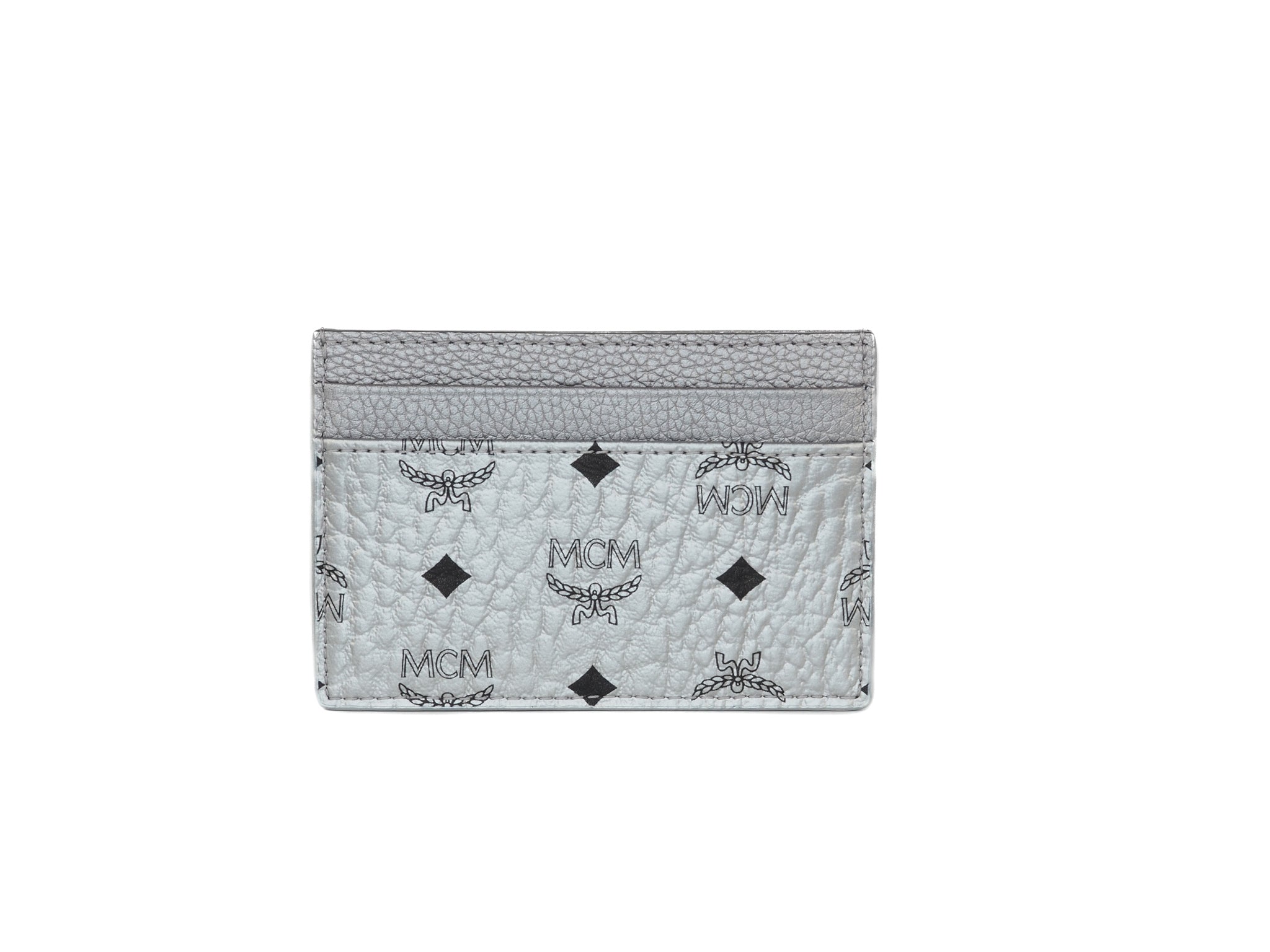 MCM Spectrum Diamond Mini Solid Silver Visetos Leather Card Case Holder Wallet
