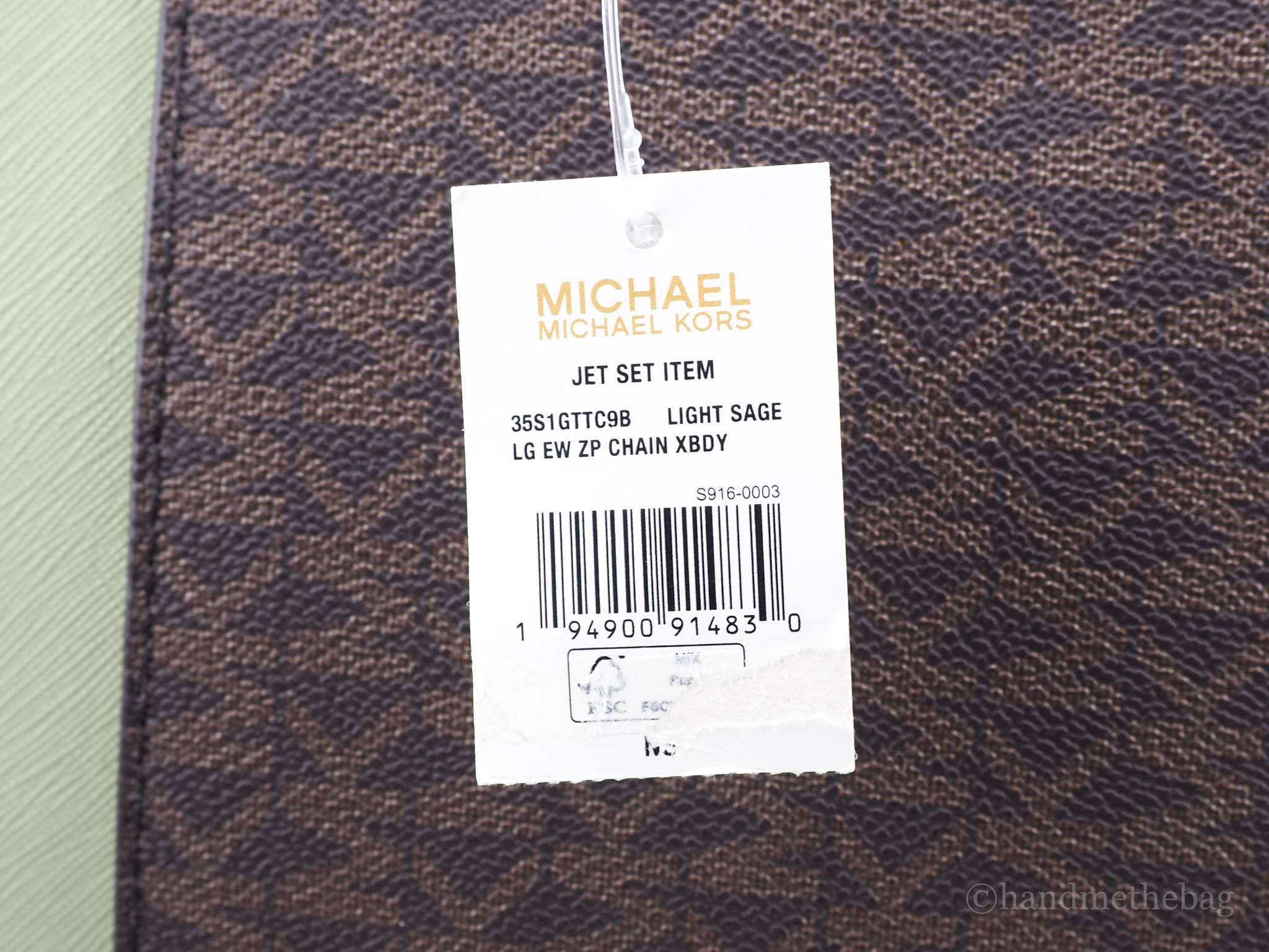 Michael Kors Bags | New Michael Kors Jet Set Crossbody Bag Large EW Brown Sage PVC Leather Zip Chain | Color: Brown/Green | Size: Os | Handmethebag's