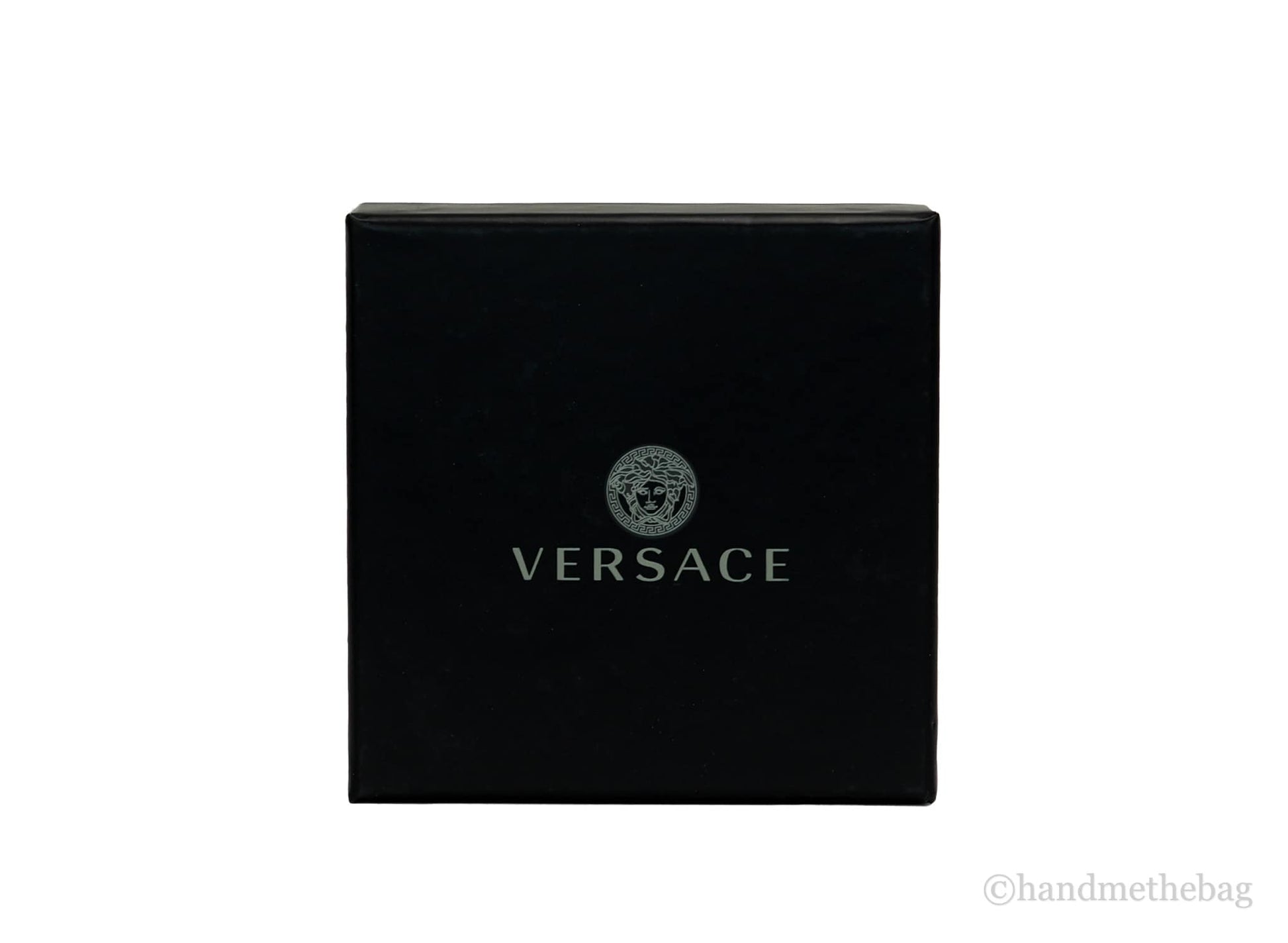 Versace black medusa card case box on white background