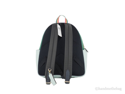 Coach Court green colorblock backpack back on white background
