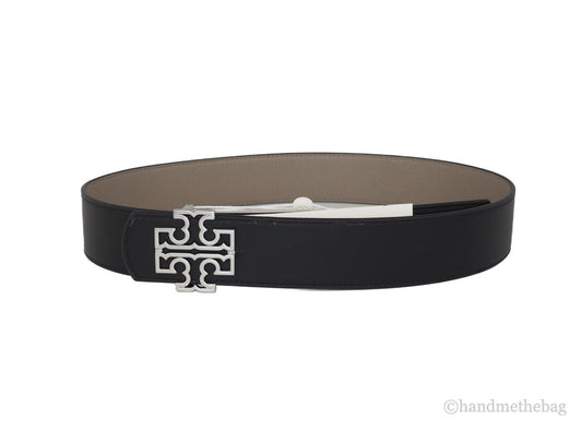 Tory Burch reversible belt black on white background