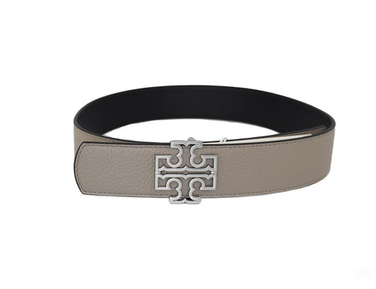 Tory Burch reversible belt grey on white background