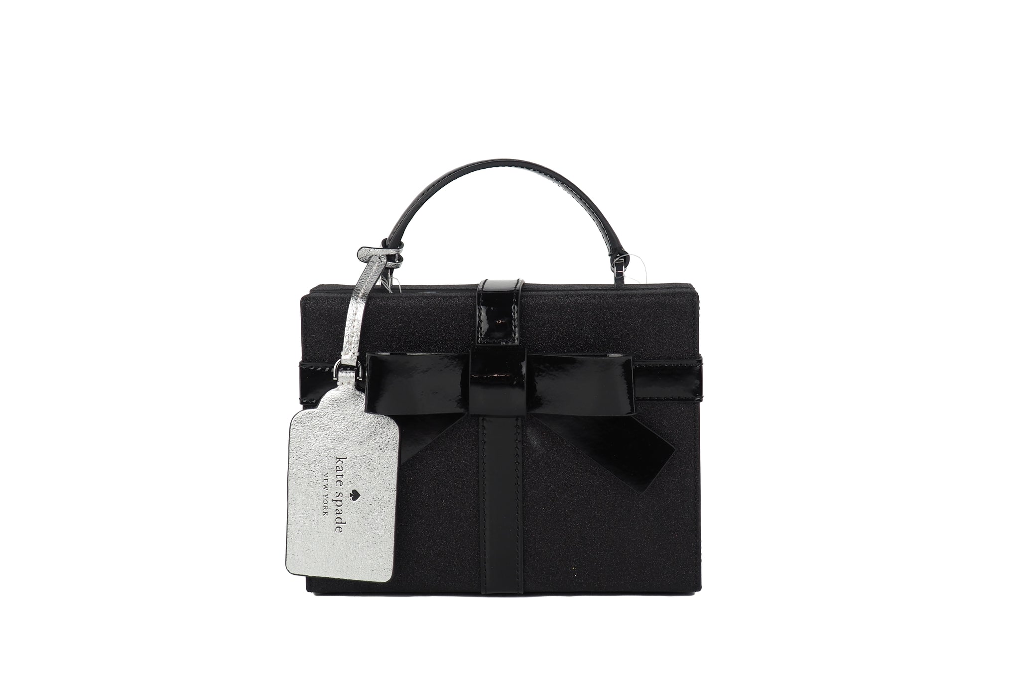 Kate Spade Wrapping Party Gift Box Black Glitter Leather Crossbody Bag Handbag