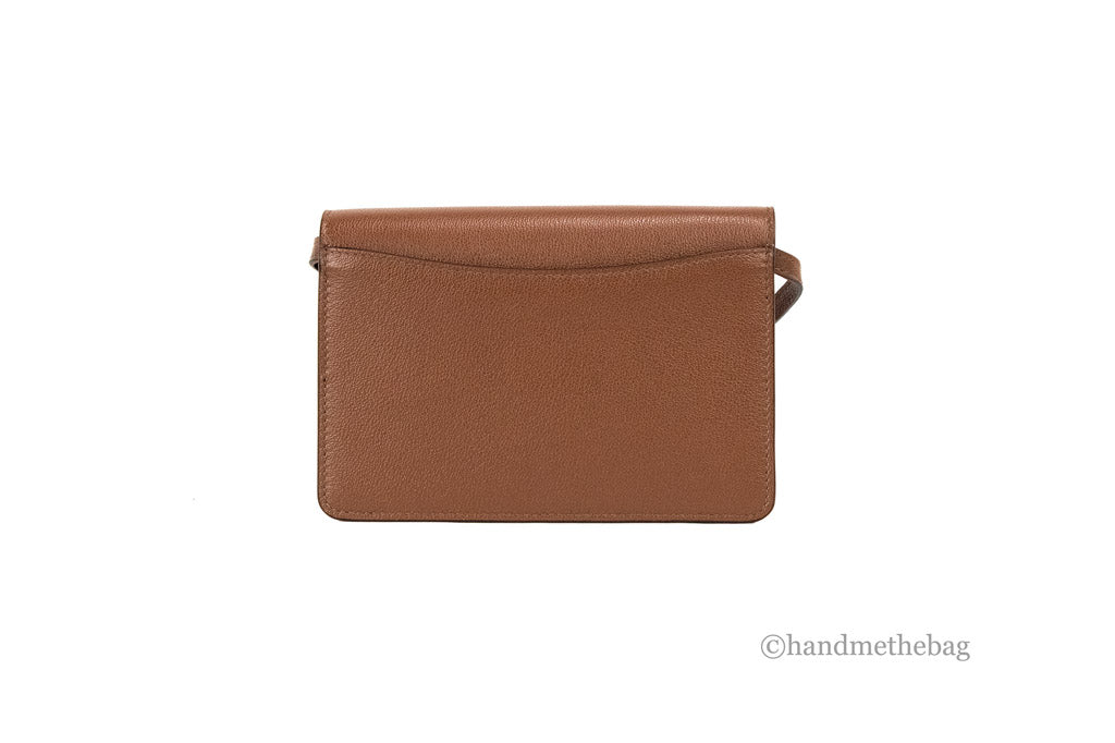 burberry hampshire small tan crossbody back on white background