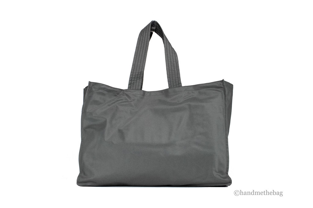 burberry trench charcoal grey econyl tote back on white background