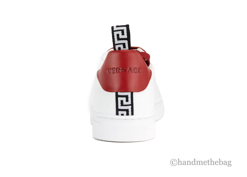 gianni versace deep red sneakers back on white background