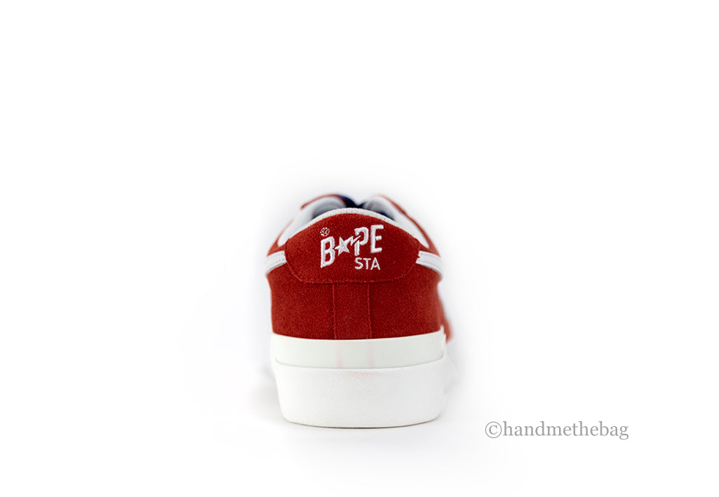 bape mad sta red blue shoe back on white background