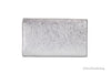 versace small metallic silver evening bag back on white background